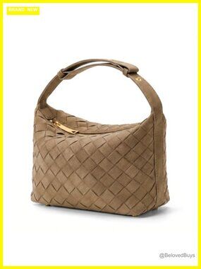 Woven Faux Suede Shoulder Bag, Hobo Handbag